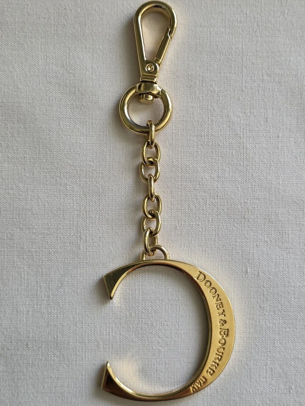 Dooney & Bourke Monogram C Pendant Keychain 24K Gold Plated Bag Charm